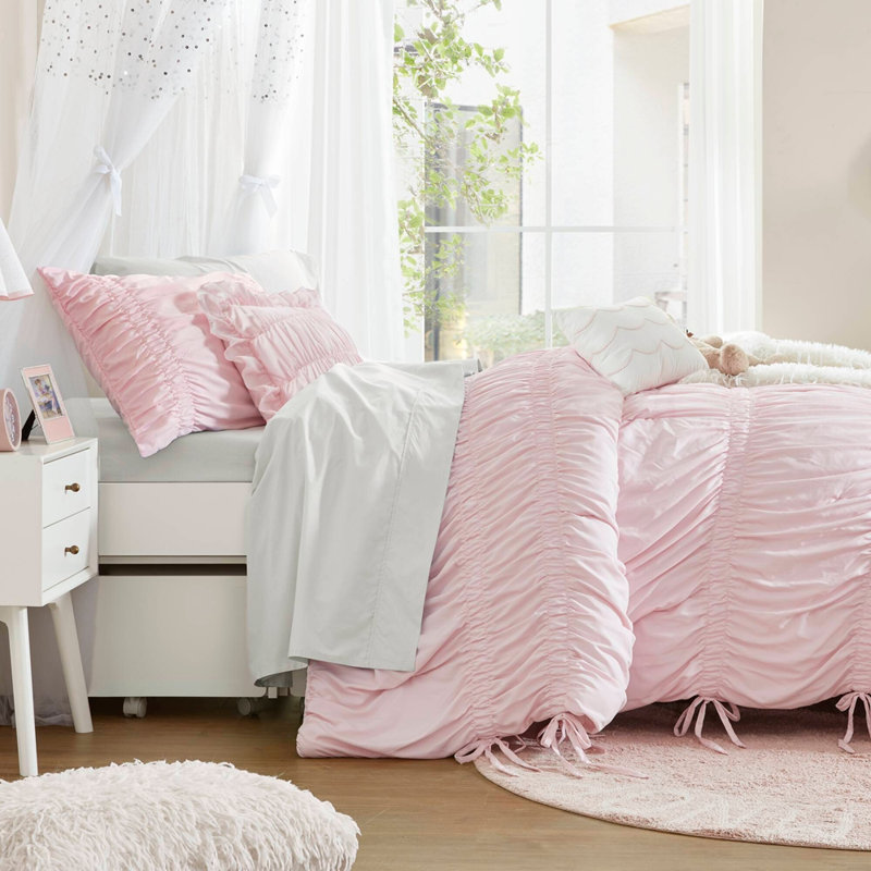 Ensemble d'édredon 4 pièces pour lit simple / simple TG, rose, Twin/Twin XL Sheet Set + 3 Additional Pieces, Pink