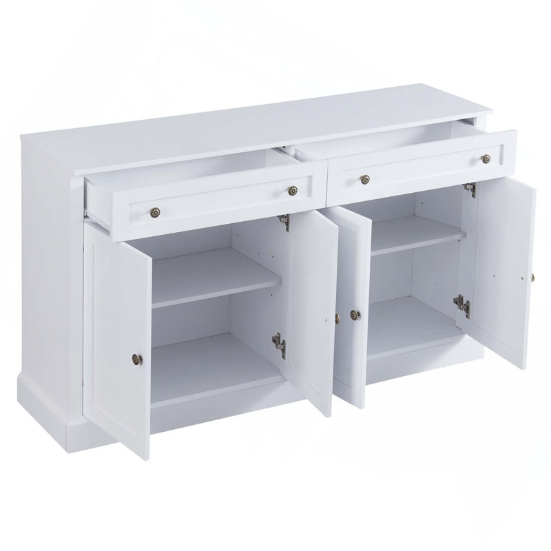 Armoire de rangement multifonctionnelle avec portes à tiroirs et tablettes réglables pour le salon, Blanc