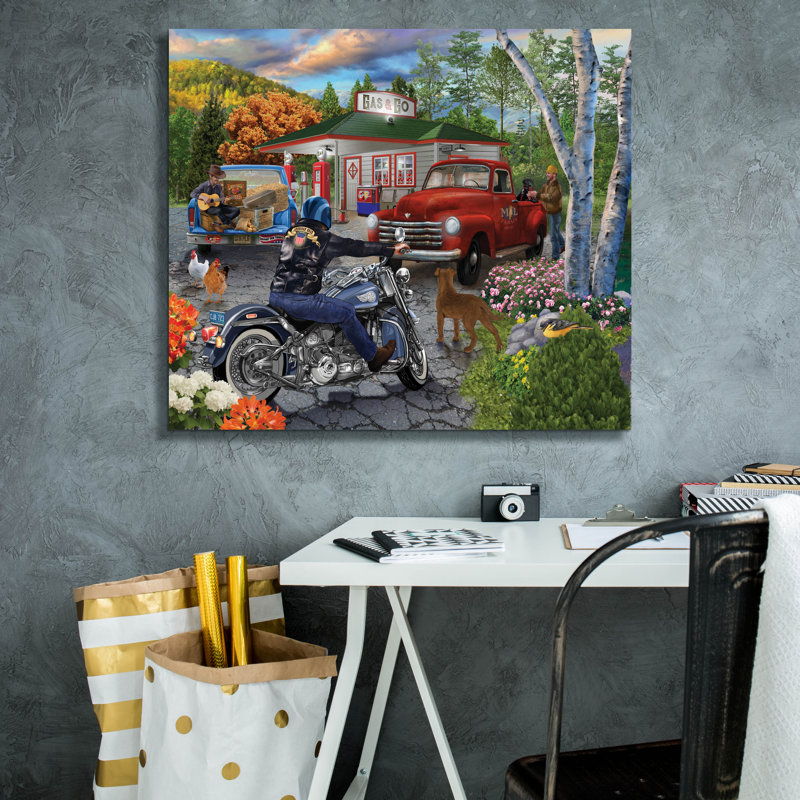 «American Roadside» par Bigelow, illustrations sur toile, H 26 po x l 30 po x P 1,5 po