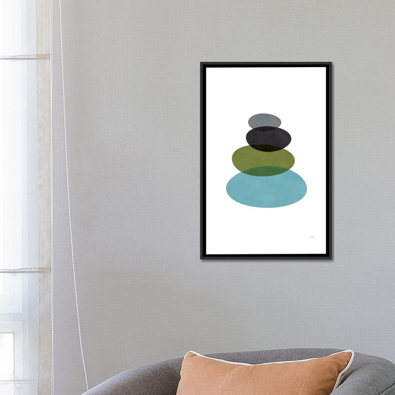 « modern pierres », impression sur toile, H 26 po x l 18 po x P 1,5 po, Toile avec cadre noir, Pas de tapis