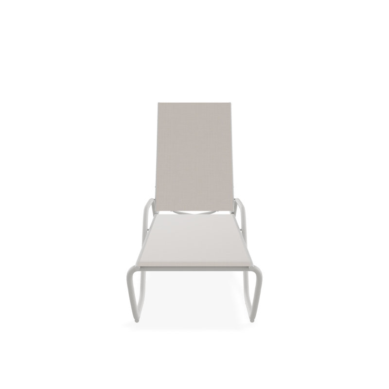 Outdoor Rust-Resistant Metal Chaise Lounge, Textured Snow, Natural
