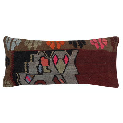 Housse de coussin lombaire 15 po x 36 po Traditional Kilim. Coussin décoratif turc tissé à la main. Housse de coussin en laine