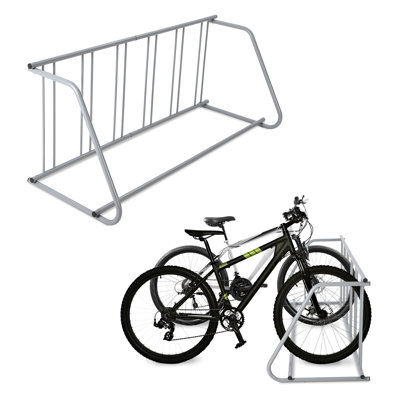 Commercial Grid Bike Rack for 6 Bikes, Heavy Duty Steel Floor Stand, Weatherproof Outdoor Bicycle Parking Rack for Garage, School & Retail, Black, Single-Sided