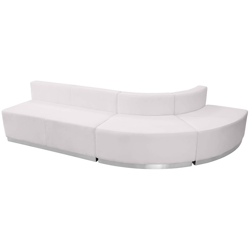 Hercules Alon 3 PC LeatherSoft Modular Reception Configuration w/Taut Back &Seat, White Faux Leather