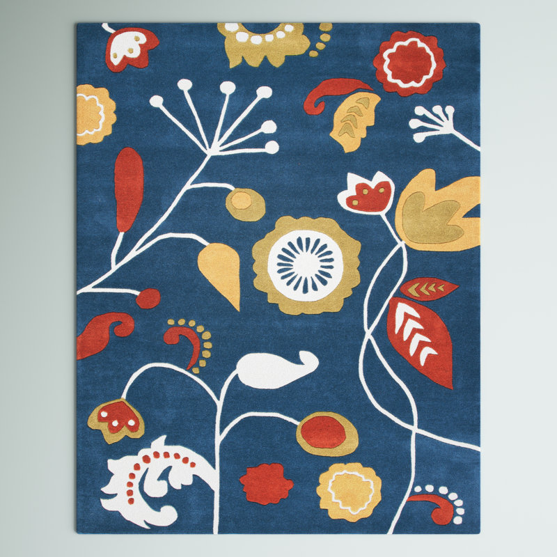 Soho Hand Tufted Wool And Viscose Floral Rug, Rectangle 2' x 3'