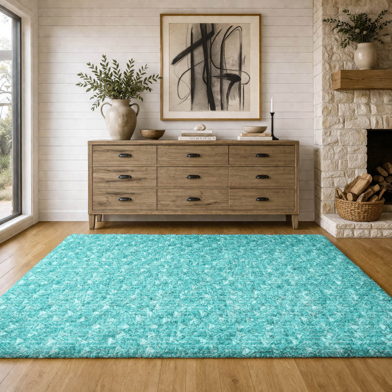 Tapis à poils longs de qualité supérieure lavable à la machine Dream ADS514, Sarcelle, 3 pi x 5 pi