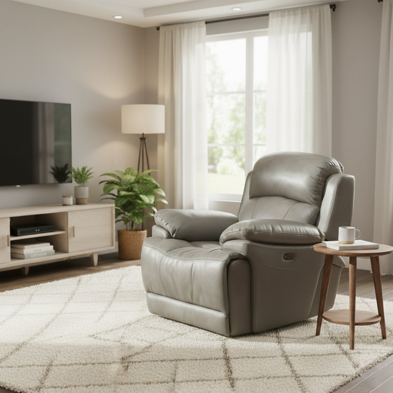 Kunkel Faux Leather Recliner, Power