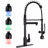 Kitchen Sink Faucet With Led Pull Down Sprayer, Commercial Single Handle High Arc Kitchen Faucet, Spring Sink Faucets With Deck Plate, Dual Spouts