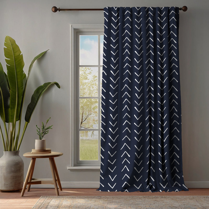 Bohemian Room Lined Single Panel Curtain, Navy, 140cm Width x 225cm Drop