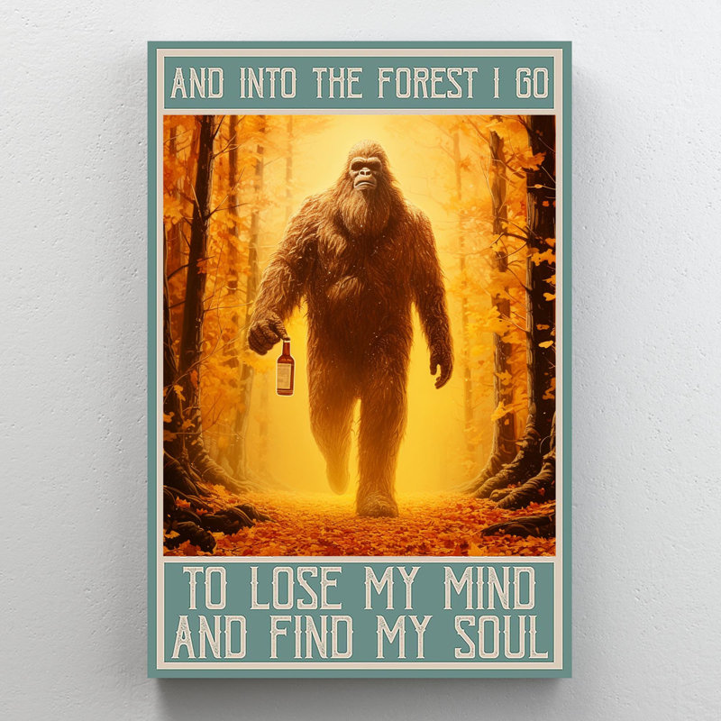 Impression sur toile, "Bigfoot And Into The Forest I Go" - 1 pièce, H 36 po x l 24 po x P 1,25 po