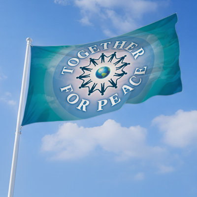 Drapeau pour l'extérieur Together (2 pi 3 pi) Together - Peace - Polyester durable et résistant à la décoloration, bords nets et œillets en laiton - Drapeau de guerre et de paix imprimé en HD - Fabriqué aux États-Unis