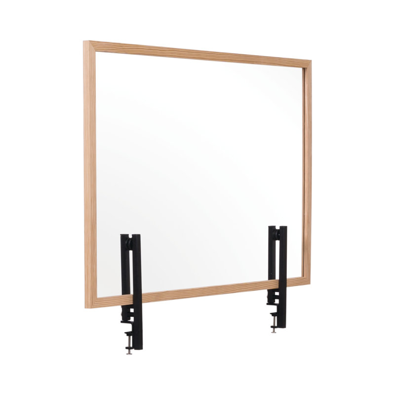 Bi-Office partition, splashback glass board, metal clips, MDF frame, 90 x 60cm.