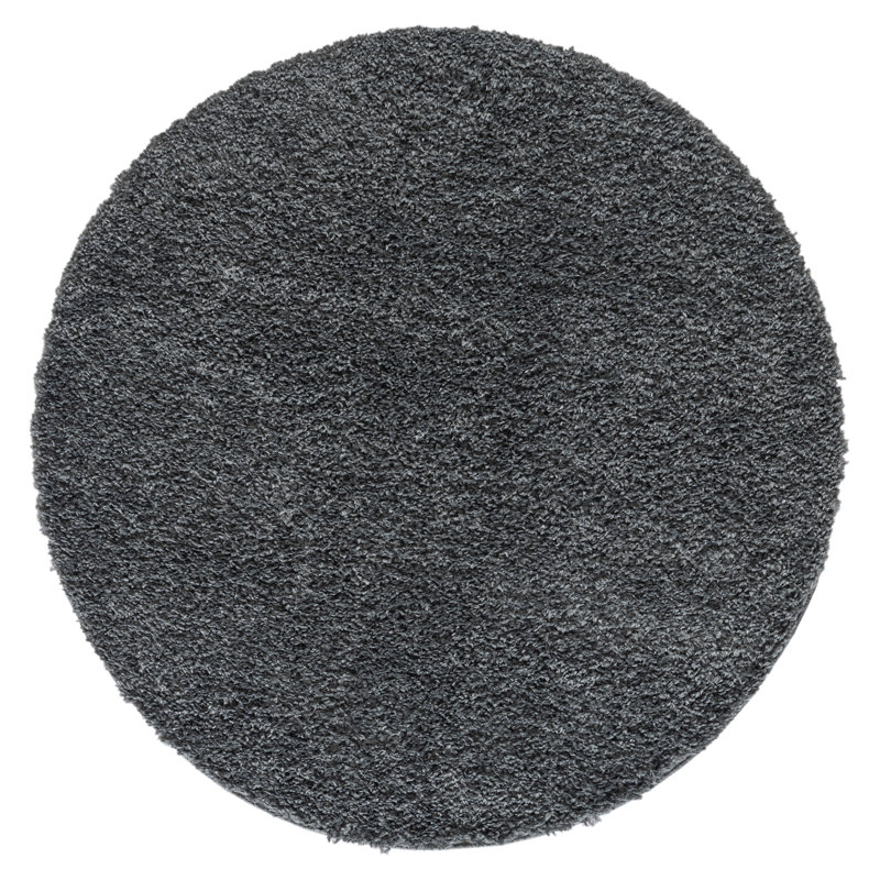 Shaggy Lush dark grey Rug, Round 150cm