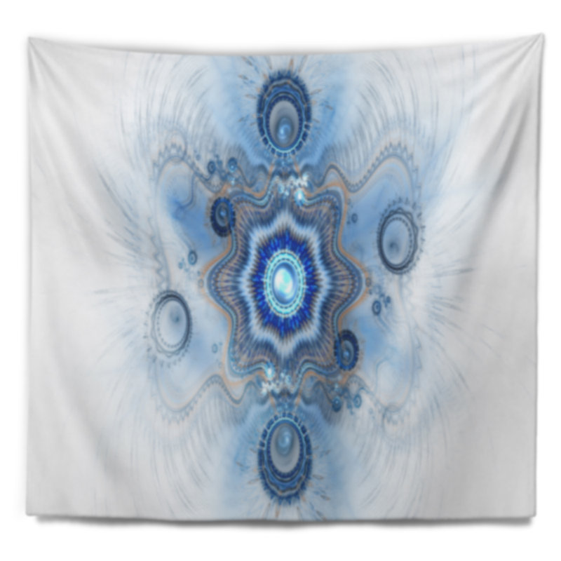 Tapisserie fleur abstraite cabalistic blue star, H 32 po x l 39 po