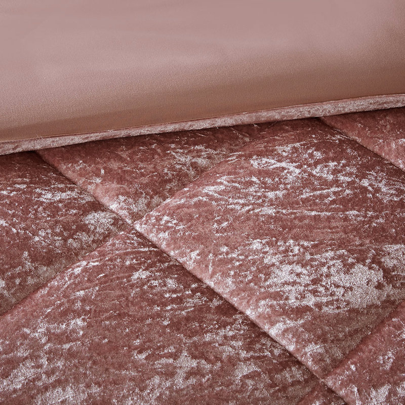 Housse de couette en velours rosé pour lit simple / simple TG avec housse de coussin décorative brodée, Rosé