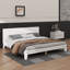 Structure de lit plateforme en bois avec tête de lit, structure de lit robuste et moderne avec support en lattes de bois-420621555-420621554