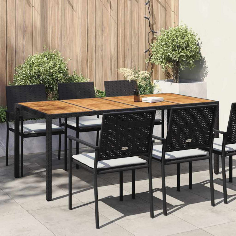 Wicker Outdoor Dining Table , cm W 90cm cm D, Brown / Black, 75cm H x 190cm W x 90cm D
