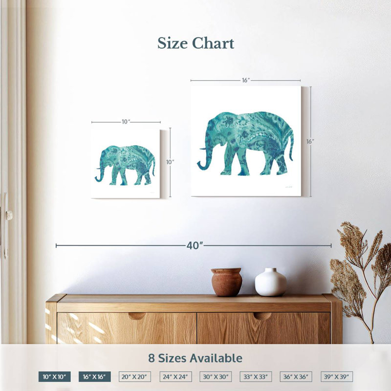 Éléphant bleu sarcelle Boho II, H 10 po x l 10 po