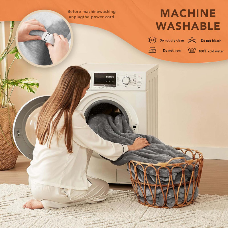 Jeté chauffante électrique 50 po x 60 po avec 10 niveaux de chaleur et minuterie d'arrêt automatique