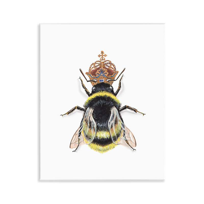 «Queen Bee with Crown», art mural sur bois par Connie Resch