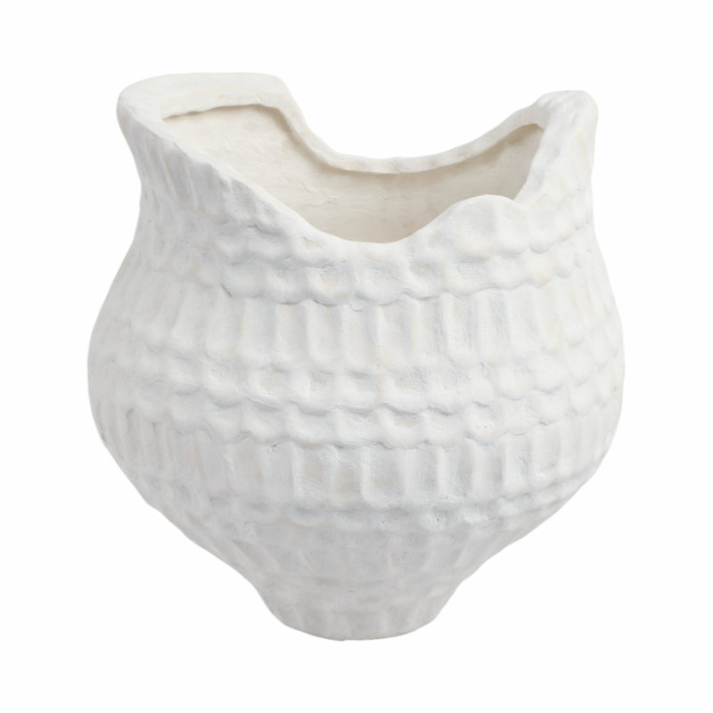 Sagebrook Home 16" Callan Large 3D Printed Porcelain Vase, Ivory, 12" H x 12" W x 12" D