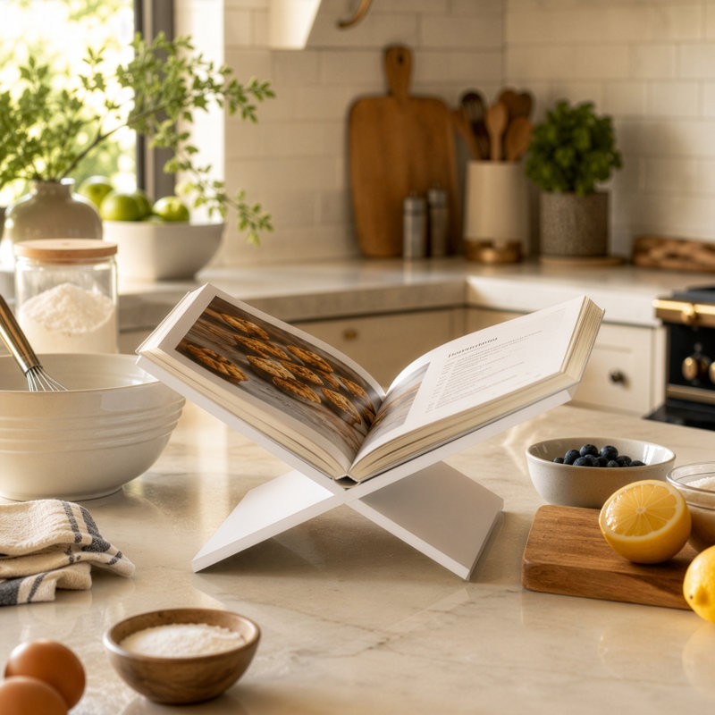 Bibliothèque en bois pour livres de cuisine, magazines et présentoirs de table