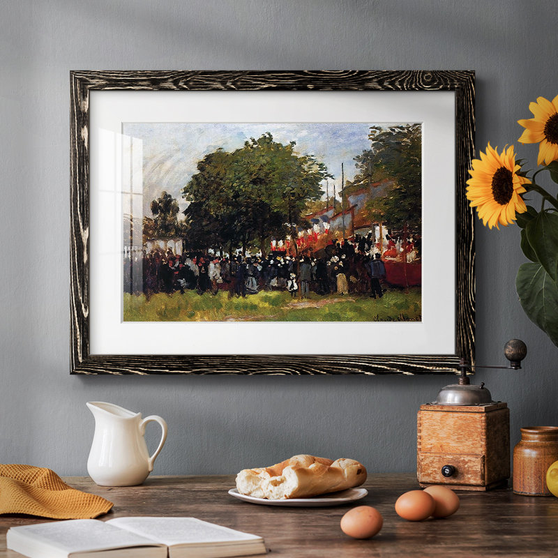 Festival à Argenteuil, 1872 - Reproduction encadrée rustique avec tableau mat, Noir, H 28 po x l 42 po