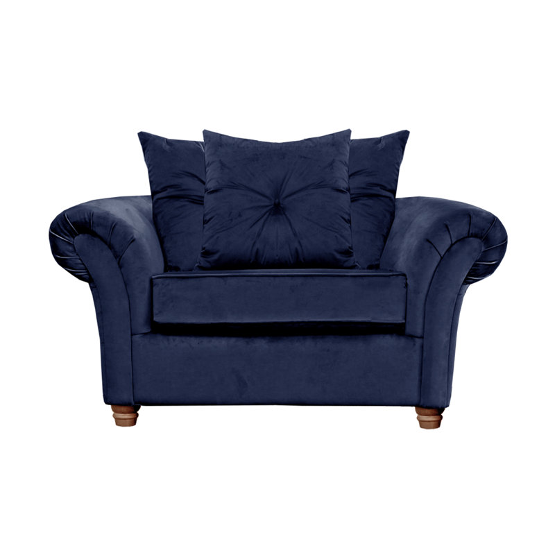 Lila 135cm W Velvet Rolled Arms Loveseat, Navy