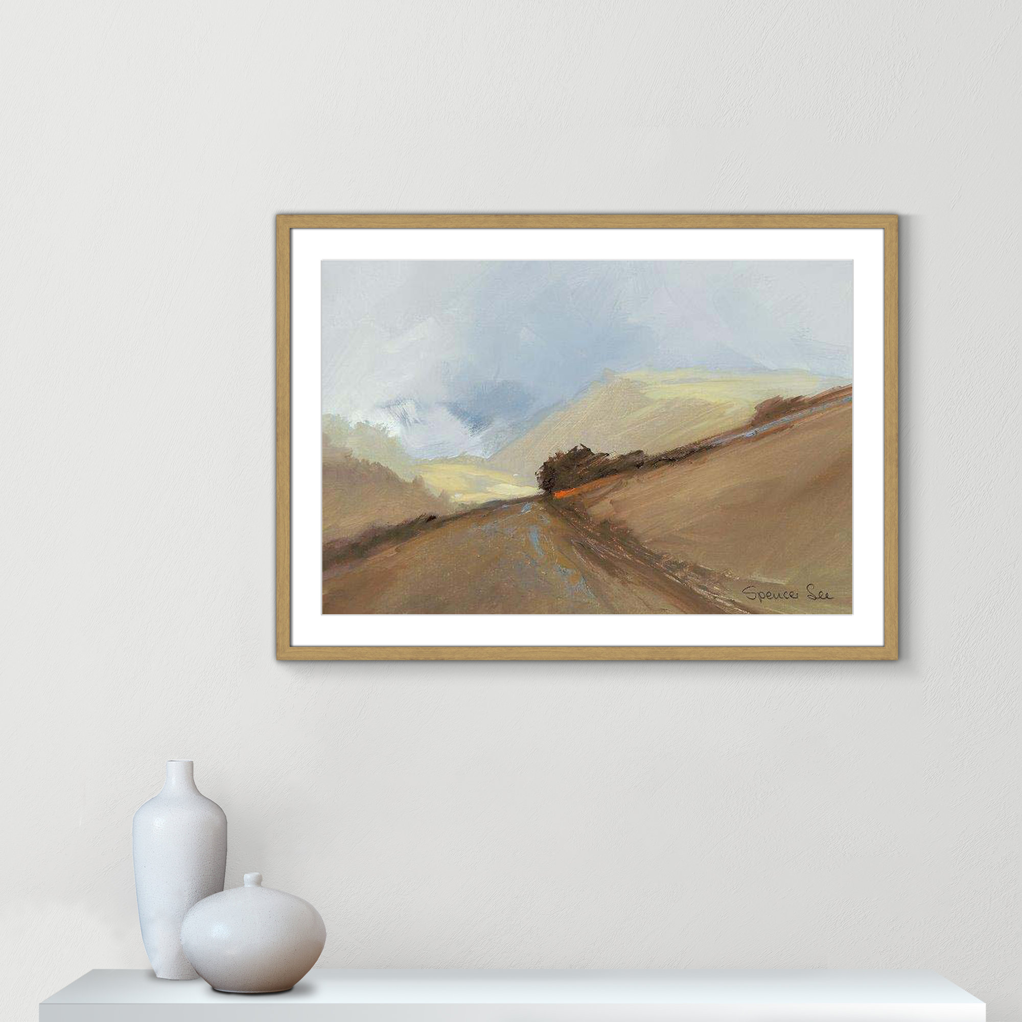 Heaven And Earth II by Spencer Lee, 25.5" H x 35.5" W x 0.75" D, Natural Framed