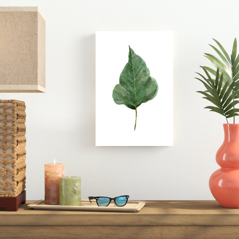 Feuille isolée d'aquarelle II - reproduction d'art sur toile tendue, H 18 po x l 12 po