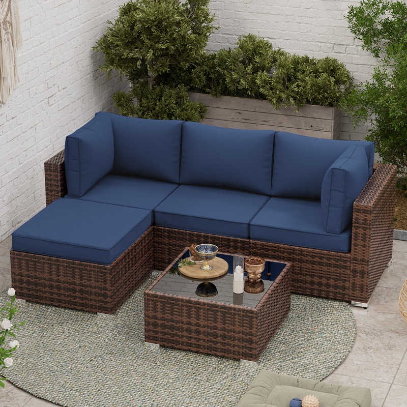 Outdoor Replacement Cushion Set Seat/Back Cushion(Sofa Not Included), Blue