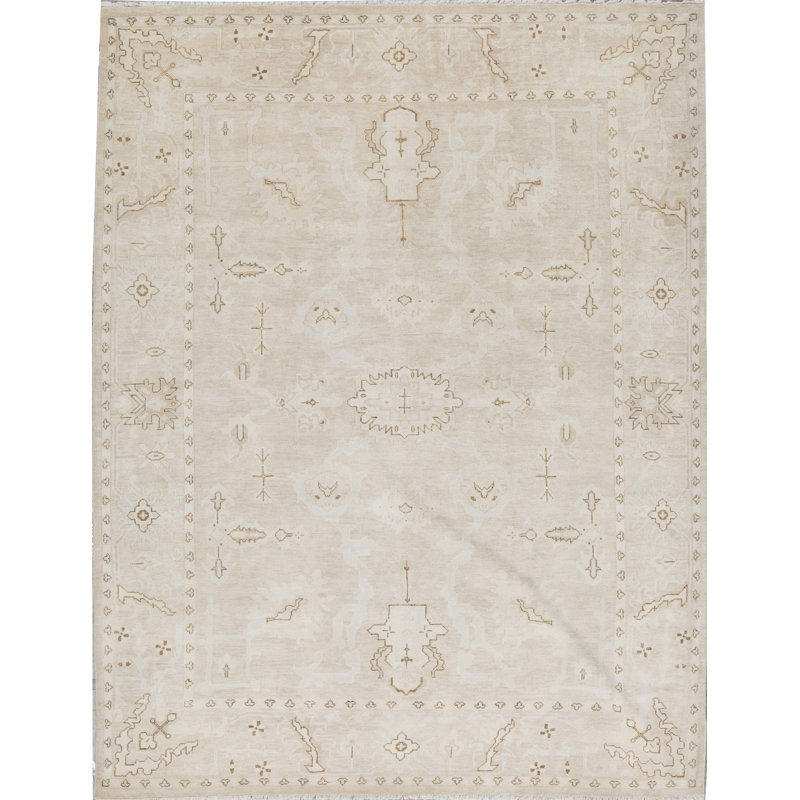 Hand-Knotted High-Quality Camel and Cream Area Rug