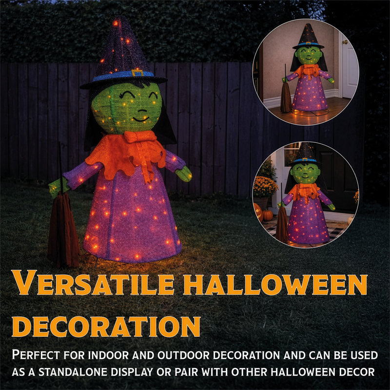 Halloween Outdoor Witch  Decoration 100 Orange Leds