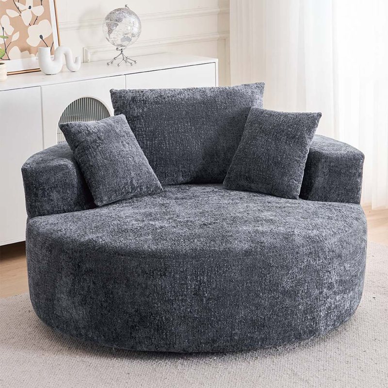Fauteuil demi-tonneau pivotant Chenille, Gris