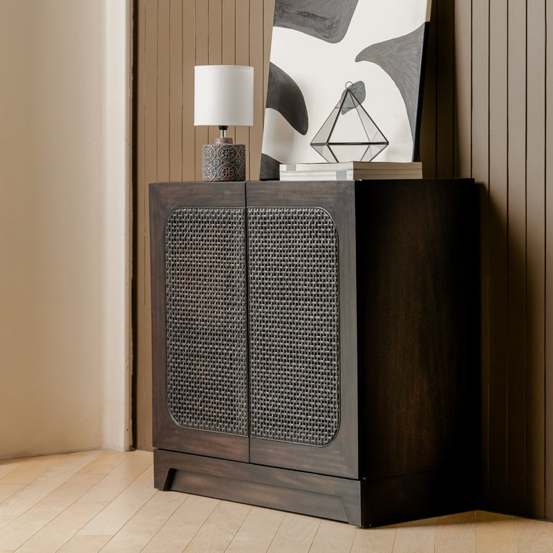 Liora - Portes d'armoire modulaires en rotin 31,5 po, Noir, noir, noir, noir