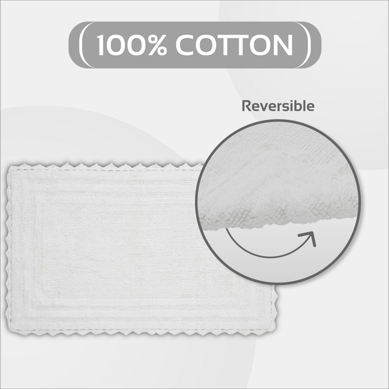 Rasika 100% Cotton Tufted 2 Piece Bathroom Rug Set, Reversible, Super Absorbent & Extra Soft Machine Washable Bath Rug Ideal for Shower & Tub Areas