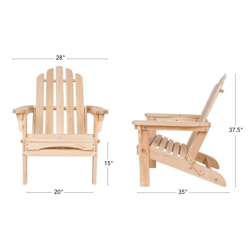 Chaise Adirondack pliante en bois massif Breeona, Naturel