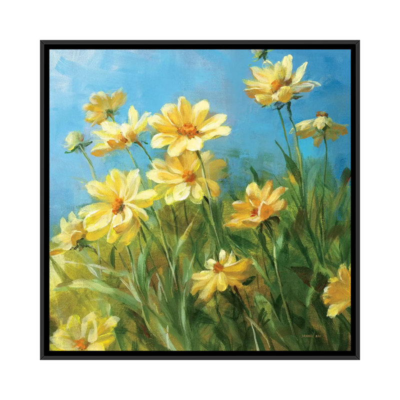 «Summer Field I» par Danhui Nai - reproduction d'art, Toile avec cadre noir, Aucun mat, H 18 po x l 18 po x 1,5 po