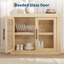 Buffet moderne en bois - 2 portes en verre, amplement de rangement et de présentation - Console pour la salle à manger, la cuisine, le salon, le café-bar - Couleur: bois, spécifications: 2 portes en verre