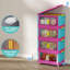 Armoire de rangement pliante bleue et rose de 20 po, bacs pliables en plastique - porte magnétique, roulettes pour la mobilité, assemblage rapide, idéal pour le salon / la cuisine / la chambre à coucher / le dortoir