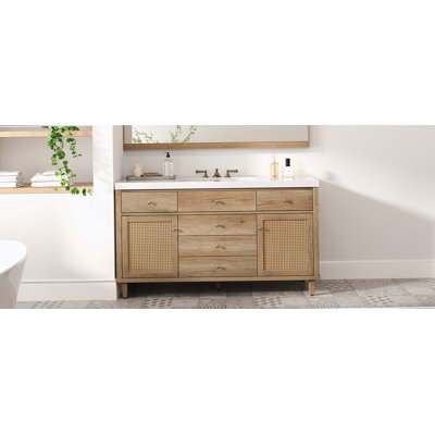 Bathroom Vanity With Sink, Storage Cabinet With Soft Close Drawers And Metal Knobs