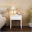 Modern White Nightstand With Spacious Drawer, Minimalist Design For Small Spaces And Easy Assembly