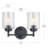 Winslow 2-Light 12.75-Inch Black Vanity Bath Light with Clear Seeded Glass Shades