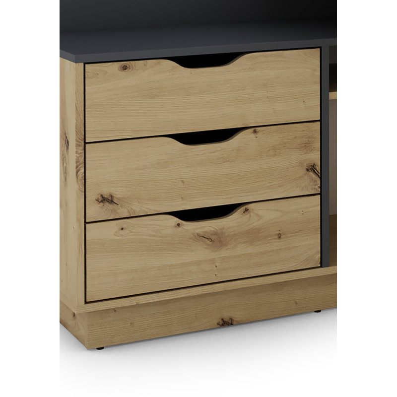 Thoman L-Shaped Writing Desk, Light Brown/Black