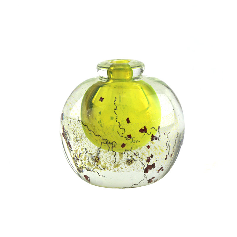 Nancy European Art Glass Vase Yellow