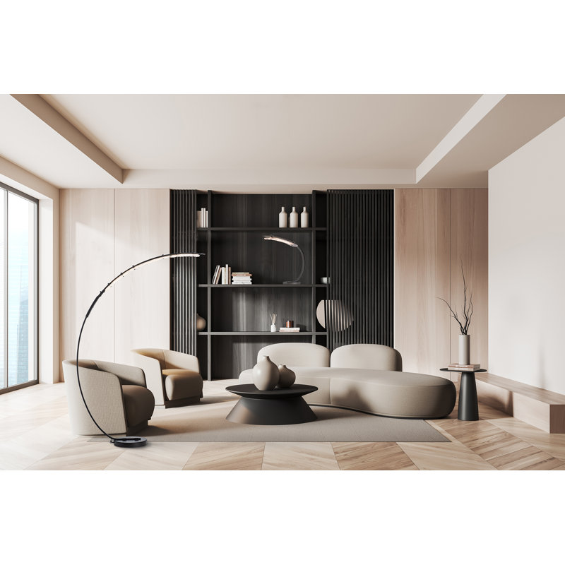 Glissade LED Table Lamp - Clear Textured Glass Shade, Oil Rubbed Bronze