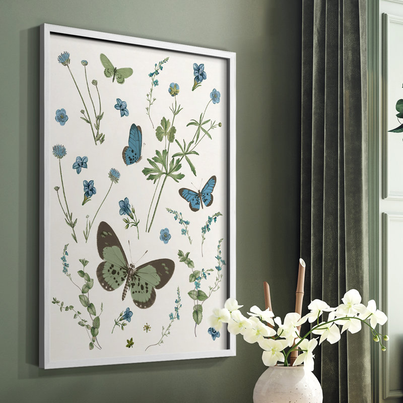 Botanical Page II Framed Print - Solid Wood, 28" H x 22" W, White