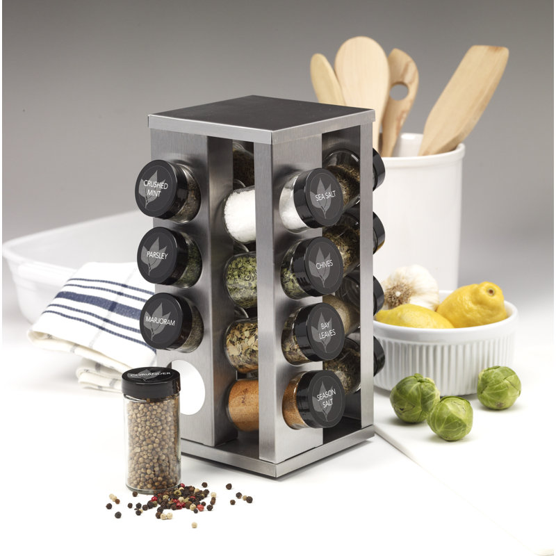 Kamenstein Heritage 16-Jar Revolving Countertop Spice Rack Organizer with Free Spice Refills for 5 Years