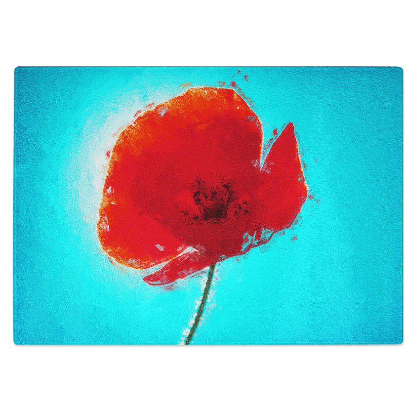 Tempered Glass Poppy Chopping Board, 39 cm W x 28.5 cm L