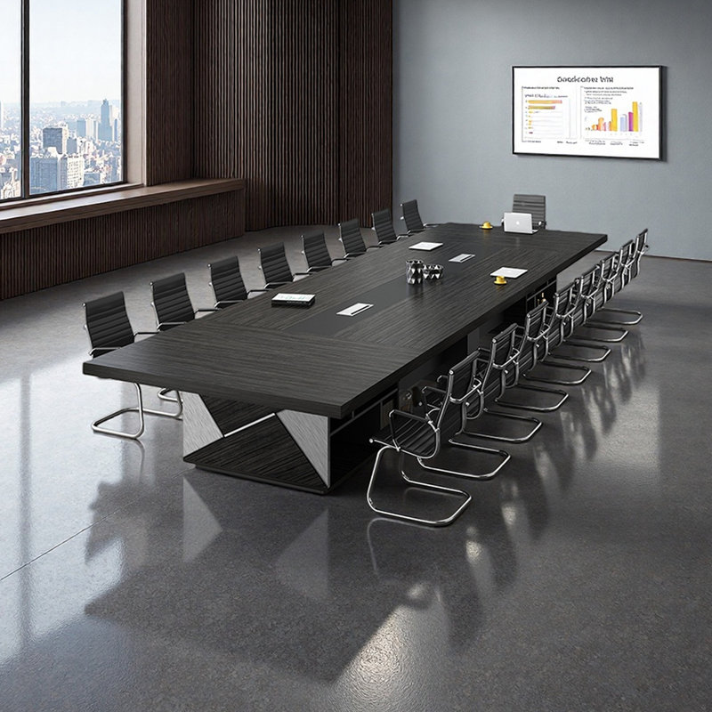 Table de conférence multi-usages avec rangement pour câbles, H 29,52 po x L 196,85 po x l 62,99 po